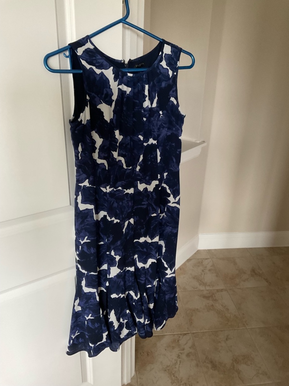 New Talbots Navy and White Floral Midi Dress